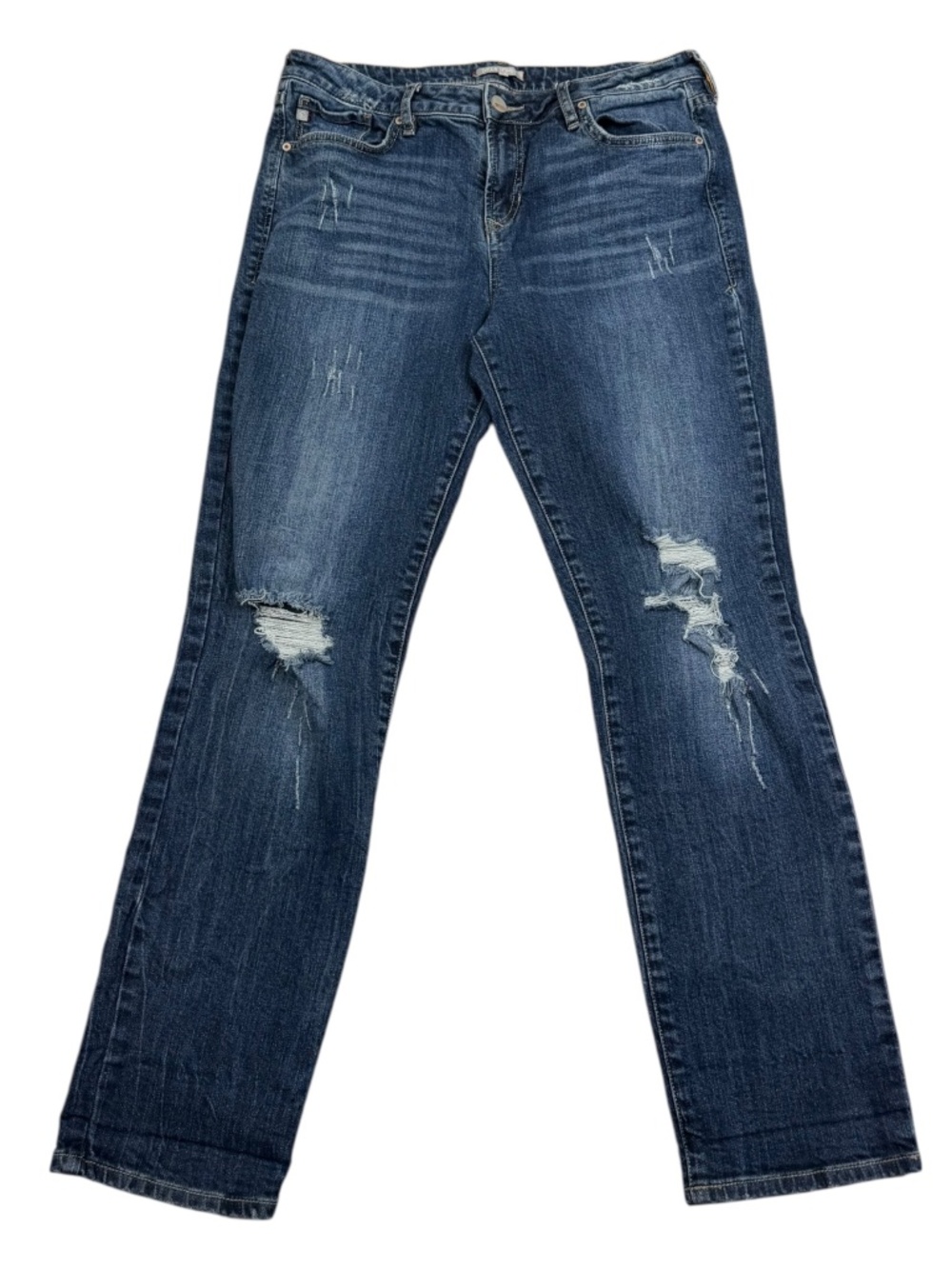 Dear John Jeans Size 28 Distressed Ripped Straight Leg Medium Wash Blue Denim